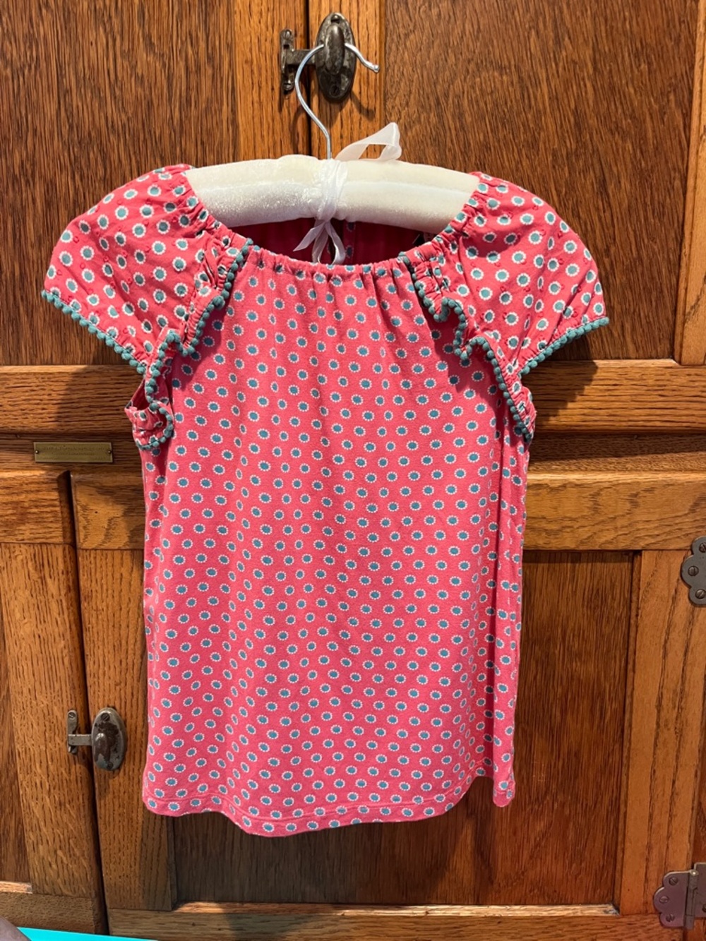 Fat Face Coral Pink Short Sleeve Dot Print Top